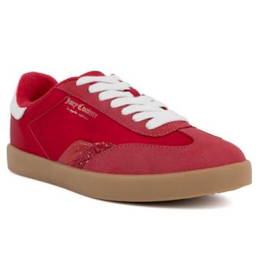 Imagem de Juicy Couture Tênis feminino moderno com cadarço – Tênis clássico para caminhadas casuais e confortáveis, Vermelho, 38