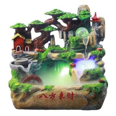 Imagem de XFNVXC Fonte decorativa para uso interno, fonte de mesa, escritório, decoração da sorte, ornamental, fonte de água ornamental, pode criar peixes Rockery Fountain Home