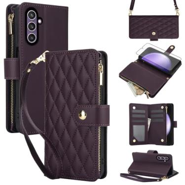 Imagem de Asuwish Capa de celular para Samsung Galaxy S24/S25 5G com protetor de tela de vidro temperado e carteira com zíper, compartimento para cartão, suporte, acessórios de celular S 24 24S 25 25S G5