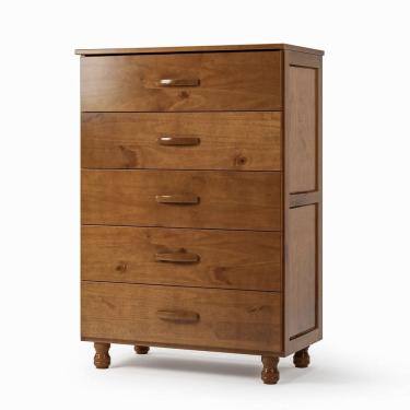 Imagem de Cômoda 5 Gavetas 100% Madeira Rústica