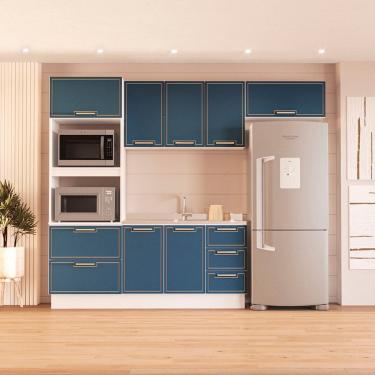 Imagem de Cozinha Compacta 250082 4 Peças Amara Branco Azul Politorno Móveis