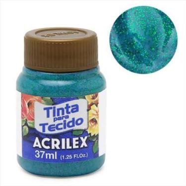 Imagem de Tinta de tecido Acrilex verde glitter 206 37ml