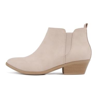 Imagem de Soda "CHARMER" ~ Bota feminina de bico fino elástico de salto baixo com fecho de zíper, Blush Nubuck, 41
