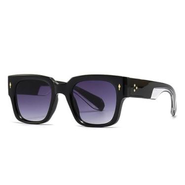 Imagem de Óculos de Sol Masculino Rivets Punk Gradiente UV400 Feminino para Esportes ao Ar Livre, Corrida e Ciclismo, Preto e Cinza Gradiente