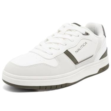 Imagem de Nautica Tênis masculino clássico de cano baixo – sapatos casuais retrô com cadarço para tênis e estilo inspirado no basquete, Floresta branca, 40