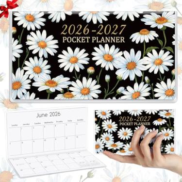Imagem de ReliThick 17,8 cm x 16,5 cm 2026-2027 calendário de bolso para bolsa pequena agenda mensal caderno capa PVC bolso calendário bloco de notas apreciação presente presente para mulheres mãe amigas