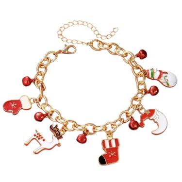 Imagem de Nexoluxa Pulseiras de Natal douradas para mulheres, lindas pulseiras da amizade, pulseira de elos de aço inoxidável, acessórios de joias ajustáveis para o Natal, Adjustable, Aço inoxidável, Sem Pedra