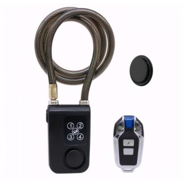 Imagem de Mengshen Bloqueio de alarme de bicicleta à prova d'água com rastreador GPS Alarme antifurto alto de 110 dB, controle remoto de 45 metros, para bicicleta, motocicleta, scooter, senha e bloqueio remoto