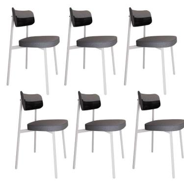 Imagem de Cadeira Alloa Fixa Com 4 Pés 50 X 44,7 X 83,8 Cm Com 6 Un. Corriente Cinza - Courino Preto