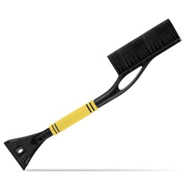 Imagem de Baderke Escova de neve com raspadores de gelo destacáveis, raspador de neve de carro e escova com aderência de espuma ergonômica, raspadores de gelo para para-brisas de carro, ferramenta de remoção de