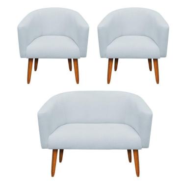 Imagem de Kit 02 Poltronas E 01 Namoradeira Stella Cinza Claro A05