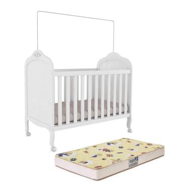 Imagem de Berço Americano Elô 3 Em 1 Branco Brilho Com Colchão Supreme - Móveis Peroba
