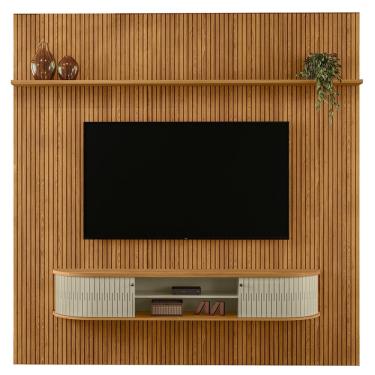 Imagem de Painel Bancada Tv 75 Pol 245x238 Cm Bugatti Cumaru Opala Madetec Cumaru Opala