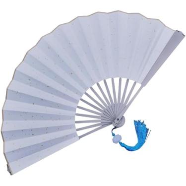 Imagem de Ventilador dobrável de aço inoxidável Kung Fu Tai Chi Ventilador estilo chinês EDC (branco, 20 cm)