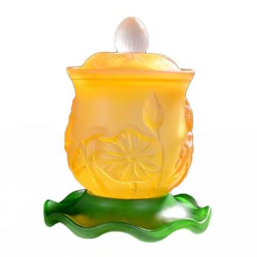 Imagem de FENNYYAR Household Make Offerings To Buddha Copo de Água Benta, 10 cm 9,9 cm, Esmalte Colorido Lotus Copo de Abastecimento de Água Ornamento de Vidro