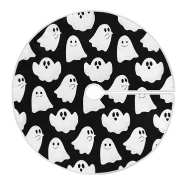 Imagem de JUZIHAI Linda saia de árvore de Halloween Boo Tapete para árvore de Natal, ornamentos de decoração de férias para ambientes internos e externos, 91 cm