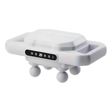 Imagem de Massageador Corporal Elétrico Portátil, 4 Cabeças de Massagem, Alimentação USB, Display Digital, 10x11x10cm, Branco