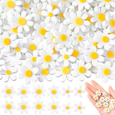 Imagem de DoubleFill 40 peças de flores de margarida de resina plana para artesanato, mini decorações de margaridas, pequenos pingentes decorativos de margaridas para fazer joias, enfeites de scrapbook