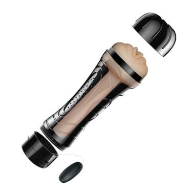 Imagem de Masturbador Masculino Portátil, Design Lanterna, TPR e ABS, 25cm x 7.8cm, Textura Interna, 3 Pilhas AAA