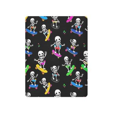 Imagem de JUZIHAI Lençol de berço fofo de caveira de Halloween para meninos e meninas, macio e elástico respirável para berço padrão e cama infantil, 99 x 68 cm