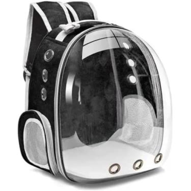Imagem de Mochila De Transporte Para Pets Cachorros E Gatos Com Ventilação Transparente E Visão Panorâmica Bolsa Astronauta Passeio Animal De Estimação Portátil (Preto)