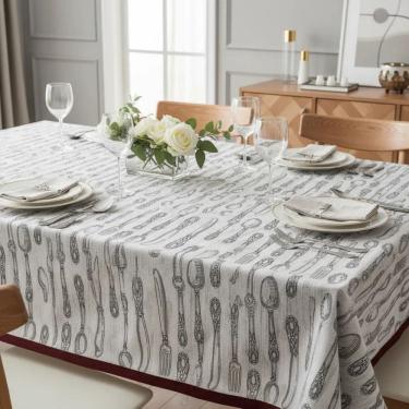 Imagem de Toalha de Mesa Teka Basic 8 Lugares Retangular Estampada 1,40m x 2,50m