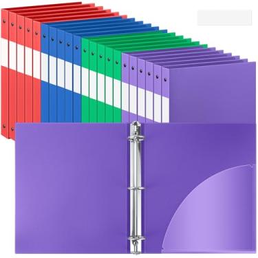Imagem de Henoyso 48 fichários de 3 anéis redondos de 1/5.1 cm, tamanho carta, 20 cm x 28 cm, fichário flexível de plástico, comporta 100 folhas com 1 bolso, organizador versátil para escritório, casa, escola