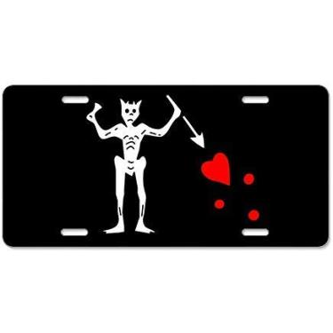 Imagem de Bandeira de Barba Negra Alumínio Placa de Licença Frontal Moldura Decorativa Etiqueta de Vaidade Presentes para Homens, Mulheres, Esposa, Marido