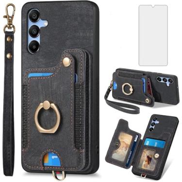 Imagem de Asuwish Capa de telefone para Samsung Galaxy A17/A26 capa carteira com protetor de tela temperado e alça de pulso RFID suporte de cartão de crédito anel com suporte celular A 17 17A 26 26A 4G SM-A166U