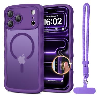 Imagem de BENTOBEN Capa magnética para iPhone 17 Pro Max de 6,9 polegadas 2025, [compatível com Magsafe] Proteção total para câmera linda moldura ondulada encaracolada fina fosca à prova de choque capa de