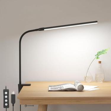 Imagem de Luminária de mesa de encaixe com pescoço de ganso flexível, luz LED de proteção ocular para escritório em casa, leitura e estudo, 2 opções de cores (preto)