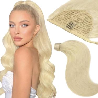 Imagem de Extensão de rabo de cavalo loiro platinado Loxxy extensões de cabelo humano virgem #60A 50 cm 90 g extensões de cabelo longo natural clipe em cabelo humano rabo de cavalo liso