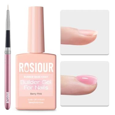 Imagem de HEMA TPO Free Rubber Base Builder Gel Polish, gel de cor de base rosa baga para extensão de unhas/fortalecer/construção de ápice com pincel de delineador de unhas, manicure de longa duração para salão
