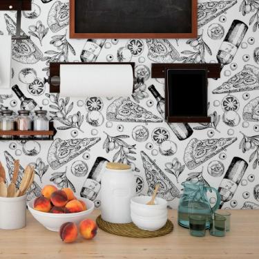 Imagem de Papel de Parede Adesivo Pizzas N013273 Rolo 0,58x3M