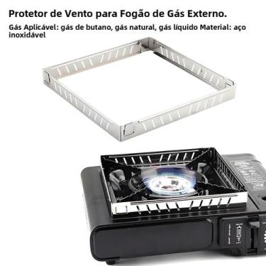 Imagem de Fogão a Gás Dobrável De Aço Inoxidável Para Exterior Com Protetor De V