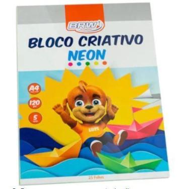 Imagem de Bloco Criativo BRW de Folhas A4 Neon 5 Cores 25 Folhas