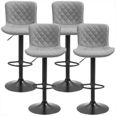 Imagem de Banqueta Com Encosto Giratória Cozinha Bar Balcão Kit 4 Un - BEST, Cin