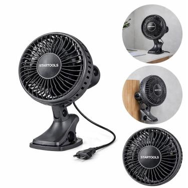 Imagem de Ventilador Yeet 25W 20cm 3 Pás 3 Velocidades Cinza Fixador Prendedor de Mesa Berço Parede Multiuso Oscilante Ajustável