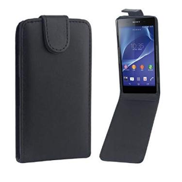 Imagem de Capa ultrafina de couro com fecho magnético vertical para Sony Xperia Z2 Compact(preta) Capa traseira para telefone (cor: preta)