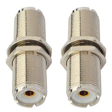 Imagem de BOOBRIE Conector de anteparo UHF RF UHF adaptador coaxial UHF fêmea para UHF fêmea conector fêmea SO239 para SO239 conector de anteparo de baixa perda fêmea para fêmea adaptador coaxial 4,5 cm, pacote com 2