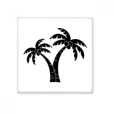 Imagem de Decalque brilhante de azulejo de cerâmica com contorno de planta de coqueiro