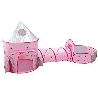 Imagem de Tinello Barraca infantil de brinquedo, barraca 3 em 1, túnel de engatinhar bola de brinquedo para ambientes internos e externos com uma bolsa de armazenamento, túnel para meninos e