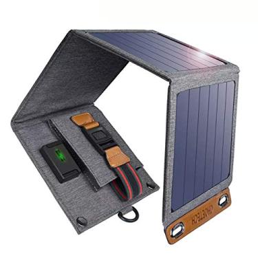 Imagem de WQCZ Carregador dobrável solar, dispositivos de saída USB de 14 W, painéis solares portáteis à prova d'água para iPad, iPhone X, XS, smartphones Samsung