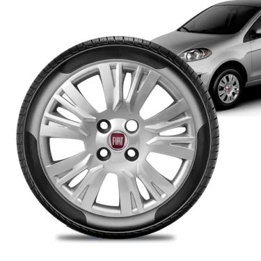 Imagem de Calota Fiat Palio Essence aro 13 2014 a 16 prata Emb Vermelh