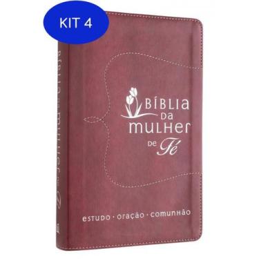 Imagem de Kit 4 Bíblia Da Mulher De Fé - Nvi - Couro Soft Vermelho