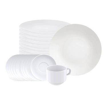 Imagem de Jogo de Pratos Rasos e Xícaras 24 Peças Leonora em Porcelana Branco - Tramontina