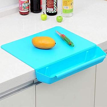 Imagem de Conjunto De Tábua De Corte Com Suporte De Comida Recipiente Bandeja Esteira Suporte De Armazenamento Livre De BPA Caixa Organizadora Removível Lixeira Coletor De Alimentos,Azul,Collector88