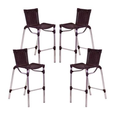 Imagem de 4 Banquetas Em Alumínio Fortaleza Alta Com Encosto Tabaco