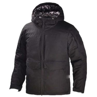 Imagem de Aoleaky Jaqueta masculina refletora de calor para inverno, jaqueta corta-vento, roupas térmicas para acampamento, Preto, GG