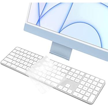 Imagem de Capa de teclado para teclado Apple Magic com Touch ID e teclado numérico modelo A2520, para Mac Studio 2022 e iMac 2021 de 24 polegadas M1 Chip ultrafino, HD, transparente, à prova d'água, capa
